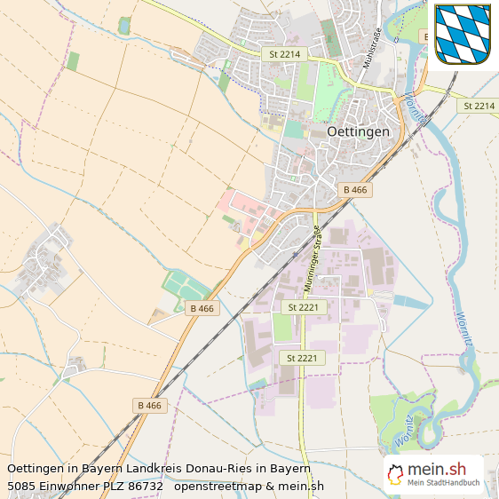 Oettingen in Bayern Landkreis Donau-Ries Lageplan © Openstreetmap Contributors Oettingen in Bayern Lageplan